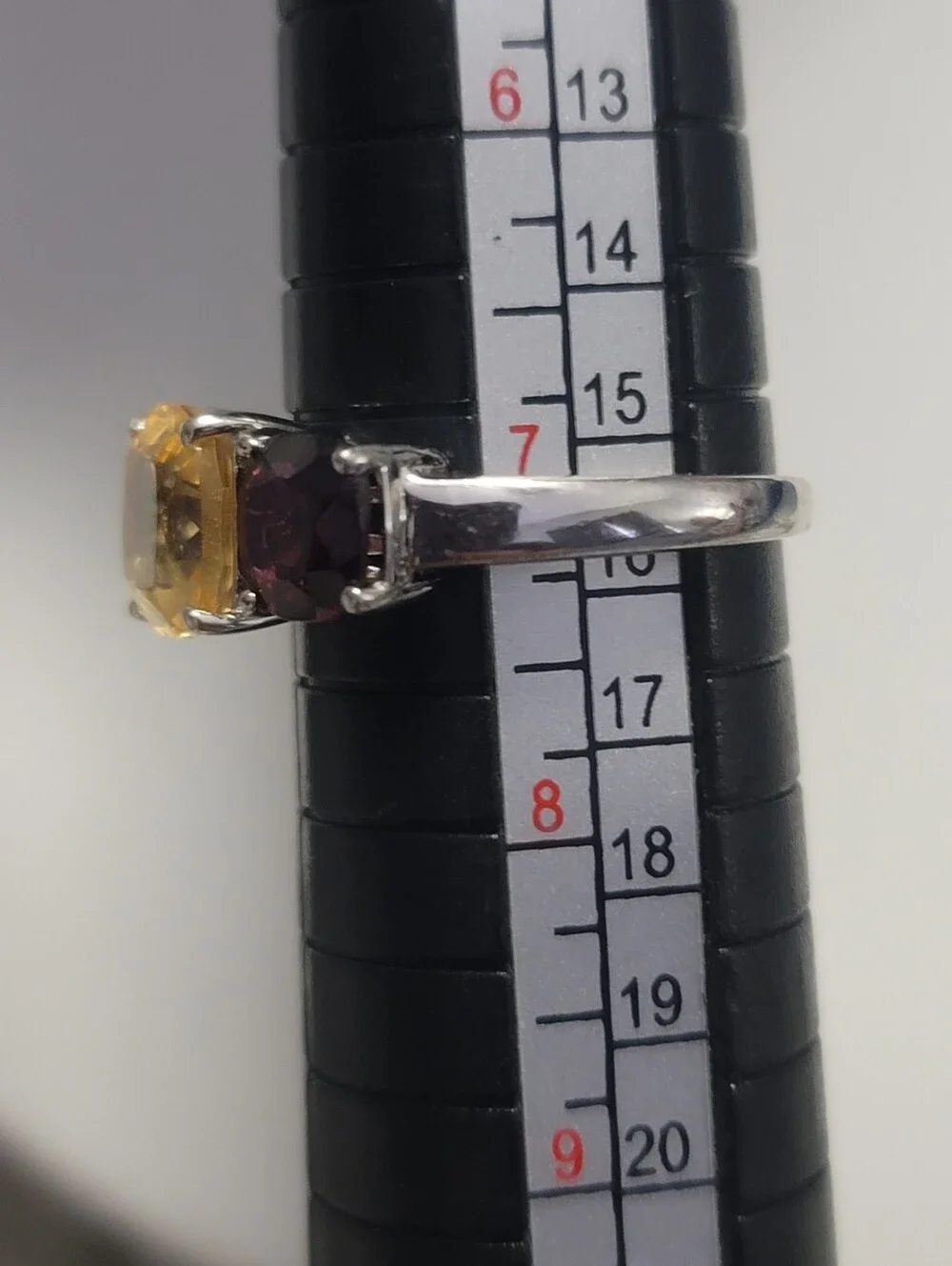 Garnet & Citrine Sterling Silver Size 7 Ring